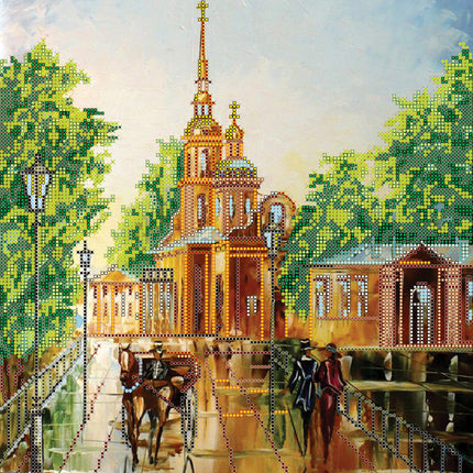 Canvas for bead embroidery "City Symphony" 11.8"x11.8" / 30.0x30.0 cm