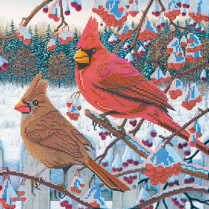 Canvas for bead embroidery "Wild ash bird" 11.8"x11.8" / 30.0x30.0 cm