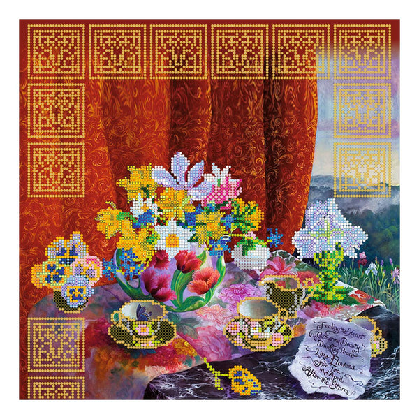 Canvas for bead embroidery "Oriental Still Life" 11.8"x11.8" / 30.0x30.0 cm
