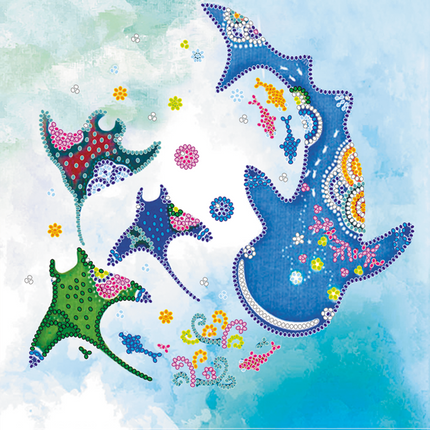 Canvas for bead embroidery "Under the water" 7.9"x7.9" / 20.0x20.0 cm