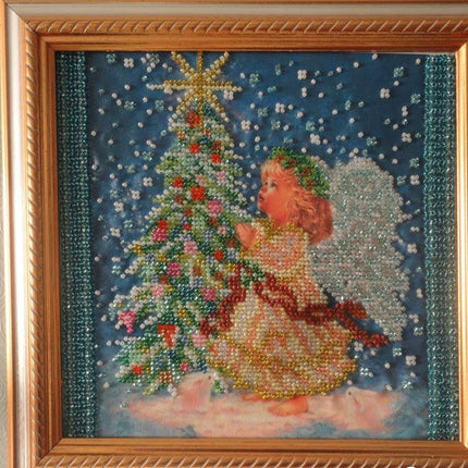 Canvas for bead embroidery "The Christmas Star" 7.9"x7.9" / 20.0x20.0 cm