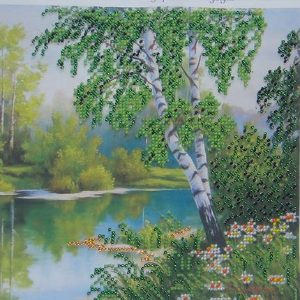 Canvas for bead embroidery "Birches" 7.9"x7.9" / 20.0x20.0 cm