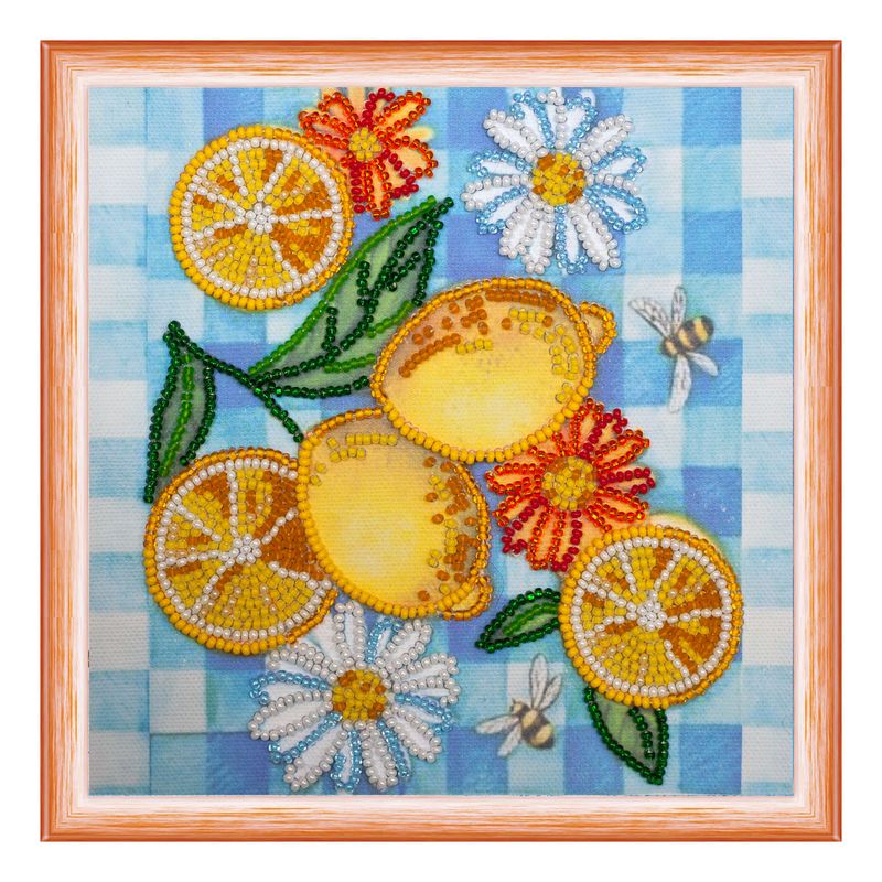 DIY Bead Embroidery Kit "The summer limons"  5.9"x5.9" / 15.0x15.0 cm
