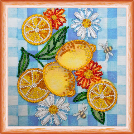 DIY Bead Embroidery Kit "The summer limons"  5.9"x5.9" / 15.0x15.0 cm