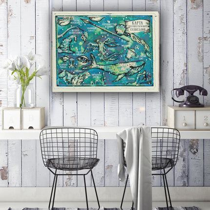 DIY Bead Embroidery Kit "Non-existent constellation map" 15.7"x12.2" / 40.0x31.0 cm