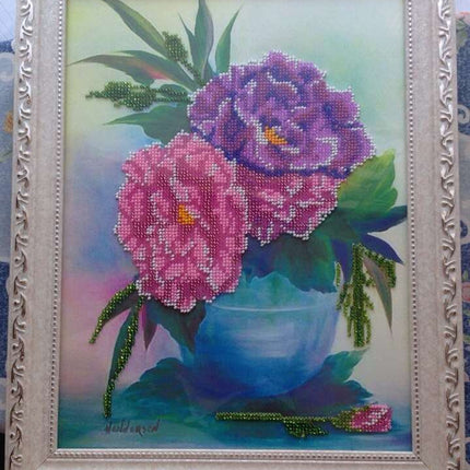 DIY Bead Embroidery Kit "Peonis" 11.0"x13.8" / 28.0x35.0 cm