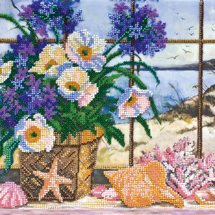 DIY Bead Embroidery Kit "On the coast" 12.2"x9.8" / 31.0x25.0 cm