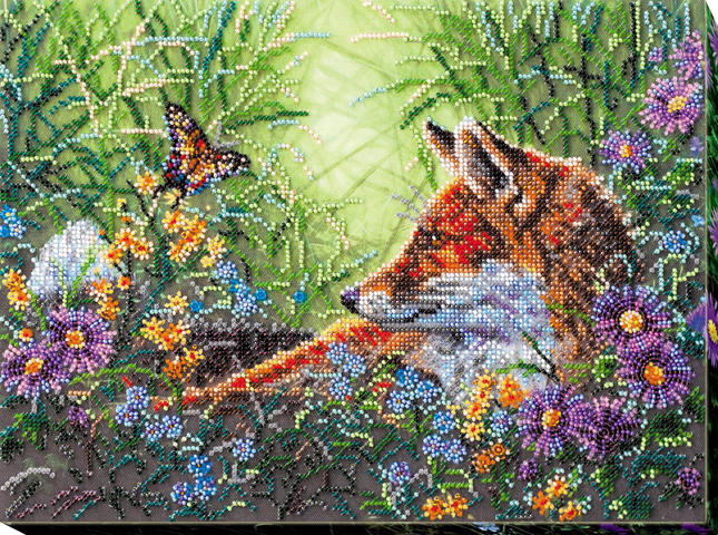 DIY Bead Embroidery Kit "In grass" 13.4"x9.8" / 34.0x25.0 cm