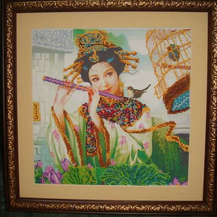 DIY Bead Embroidery Kit "Spring Flower" 11.8"x11.8" / 30.0x30.0 cm