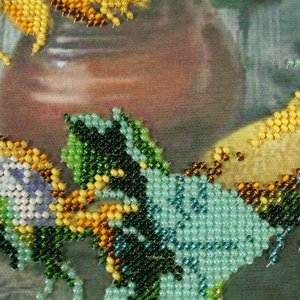 DIY Bead Embroidery Kit "Flowers of the Sun" 16.9"x12.6" / 43.0x32.0 cm