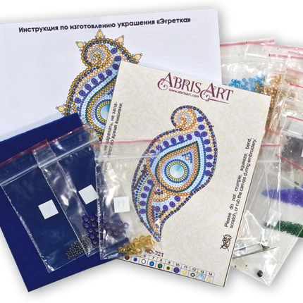Beadwork kit for creating brooch "Egret"