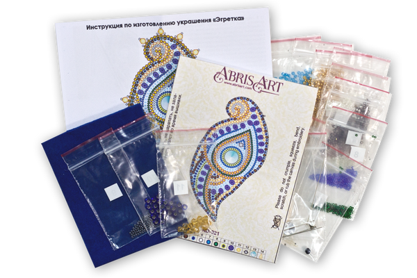 Beadwork kit for creating brooch 