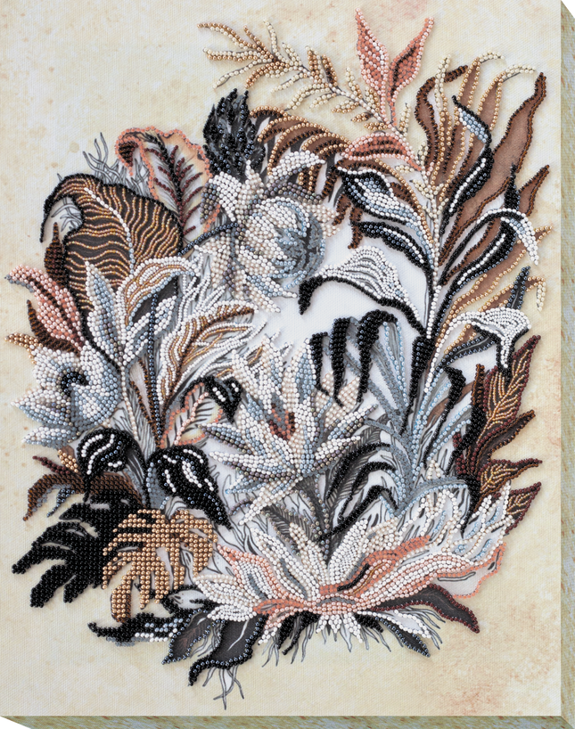 DIY Bead Embroidery Kit "Sepia drawing" 10.6"x13.4" / 27.0x34.0 cm