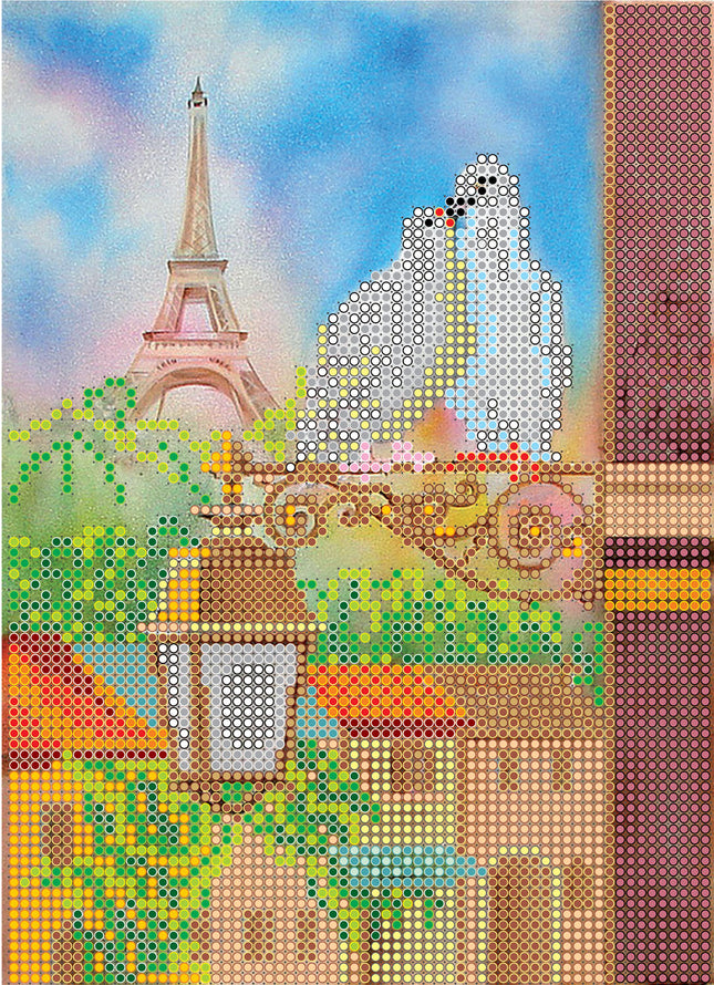 Canvas for bead embroidery "Spring in Paris" 5.7"x7.9" / 14.5x20.0 cm