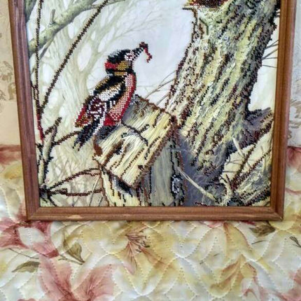 Canvas for bead embroidery "Careful mom" 11.8"x11.8" / 30.0x30.0 cm