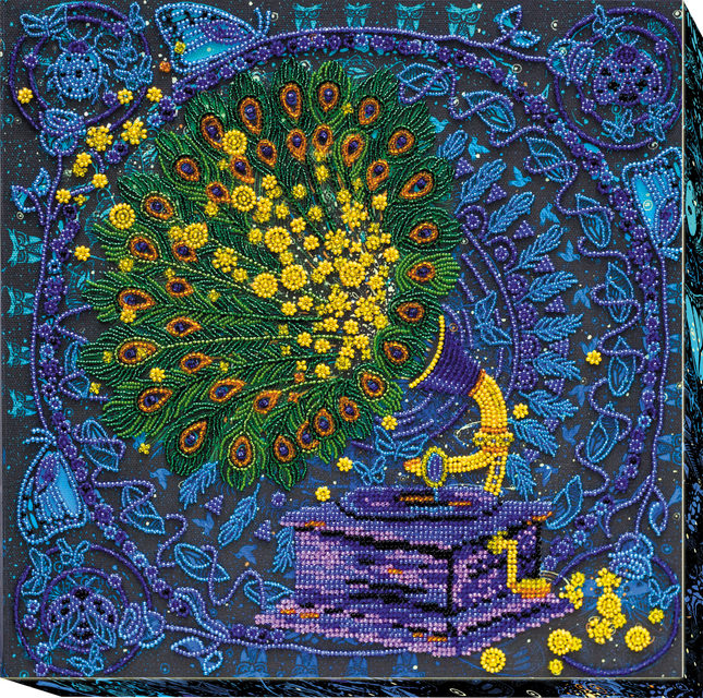 DIY Bead Embroidery Kit "Magic gramophone" 11.8"x11.8" / 30.0x30.0 cm