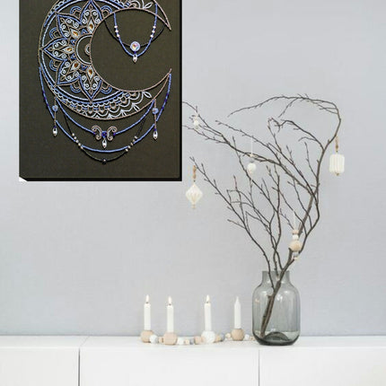 DIY Bead Embroidery Kit "Moon pattern" 10.2"x13.0" / 26.0x33.0 cm
