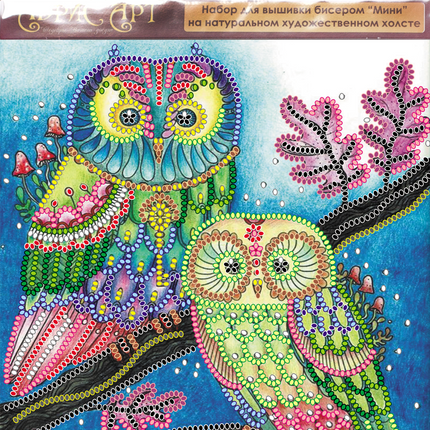 DIY Bead Embroidery Kit "Night couple"  5.9"x5.9" / 15.0x15.0 cm
