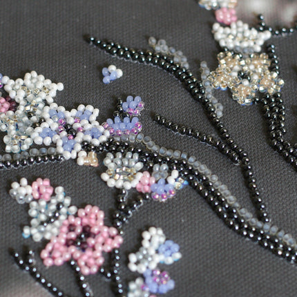 DIY Bead Embroidery Kit "Night sakura" 7.9"x16.1" / 20.0x41.0 cm