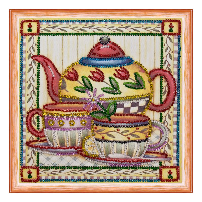 DIY Bead Embroidery Kit "Tea-party"  5.9"x5.9" / 15.0x15.0 cm