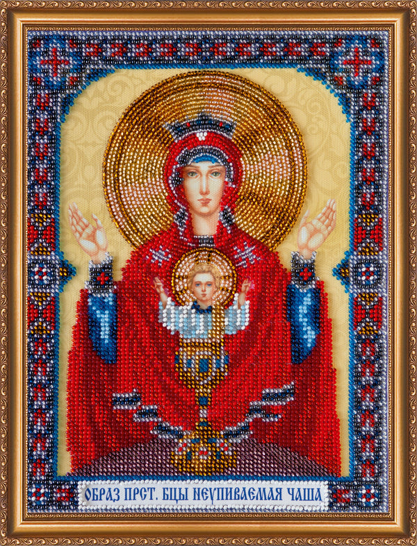 DIY Bead Embroidery Kit "Icon of the Mother of God “Inexhaustible Chalice”" 7.5"x9.8" / 19.0x25.0 cm