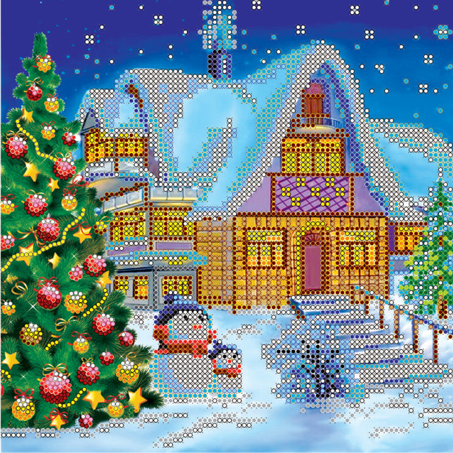 Canvas for bead embroidery "Winter Tale" 7.9"x7.9" / 20.0x20.0 cm