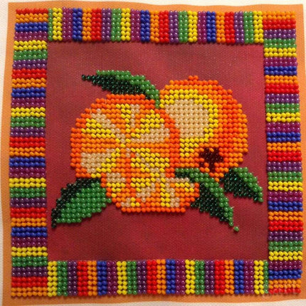 DIY Bead Embroidery Kit "Orange" 5.3"x5.3" / 13.5x13.5 cm
