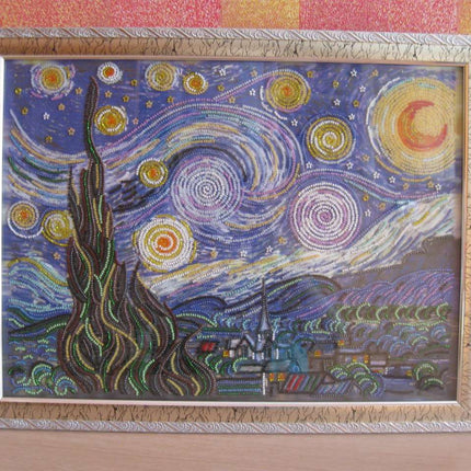 DIY Bead Embroidery Kit "Starlight night" 15.7"x11.8" / 40.0x30.0 cm
