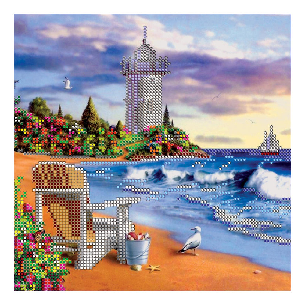 Canvas for bead embroidery "Lighthouse" 7.9"x7.9" / 20.0x20.0 cm