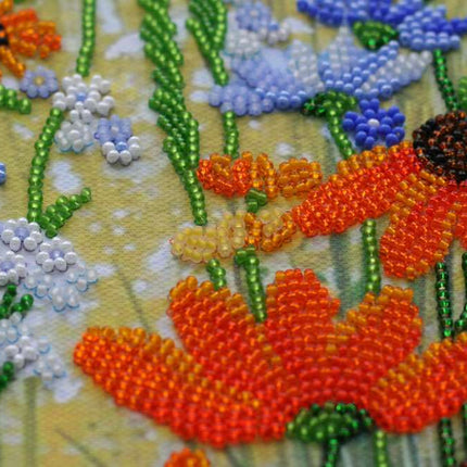 DIY Bead Embroidery Kit "Golden umbrellas" 5.9"x23.6" / 15.0x60.0 cm