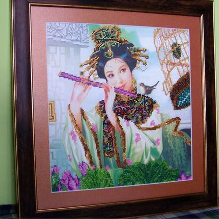 DIY Bead Embroidery Kit "Spring Flower" 11.8"x11.8" / 30.0x30.0 cm