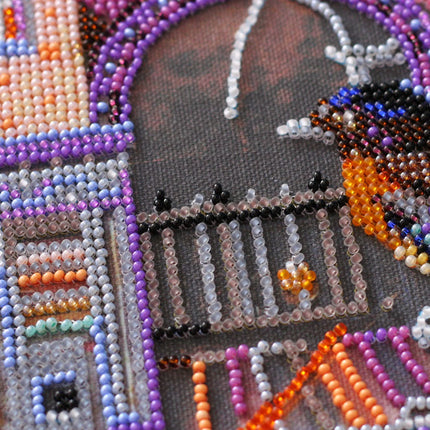 DIY Bead Embroidery Kit "Bird's town" 10.2"x15.0" / 26.0x38.0 cm