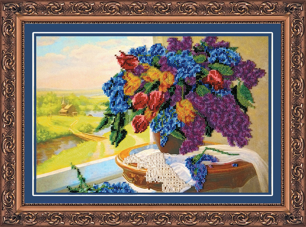 DIY Bead Embroidery Kit "Nostalgia" 15.0"x10.8" / 38.0x27.5 cm