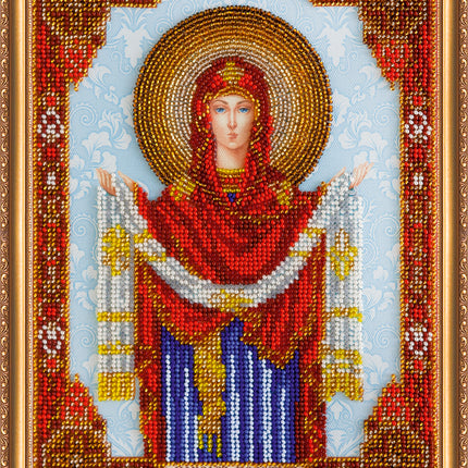 DIY Bead Embroidery Kit "Icon «Protection of the Blessed Virgin»" 7.5"x9.8" / 19.0x25.0 cm