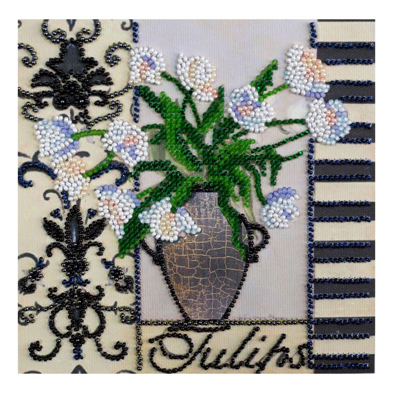 DIY Bead Embroidery Kit "Vintage"  5.9"x5.9" / 15.0x15.0 cm