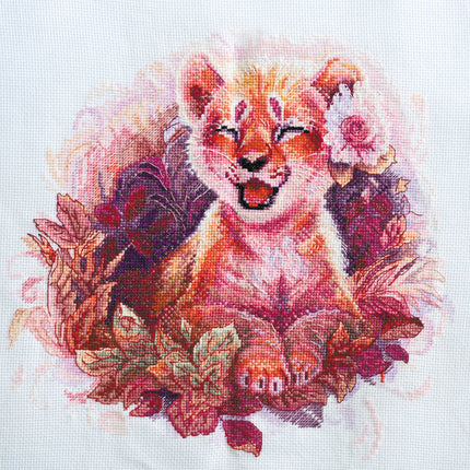 DIY Cross Stitch Kit "Little lioness" 11.8"x11.8"