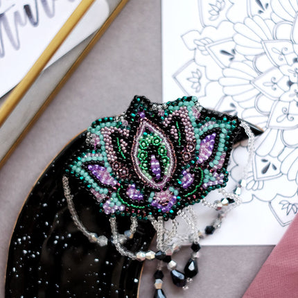 Beadwork kit for creating brooch "Lotus"