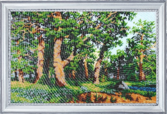 Bead DIY Embroidery Kit "Oak Wood (after I. Shishkin)" 9.1"x14.2"/ 23.0x36.0 cm