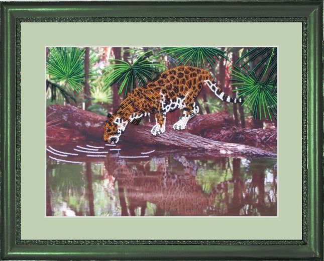 DIY Bead Embroidery Kit "Leopard" 9.1"x12.6" / 23.0x32.0 cm