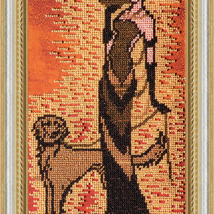 DIY Bead Embroidery Kit "The lady with the dog" 6.7"x11.8" / 17.0x30.0 cm