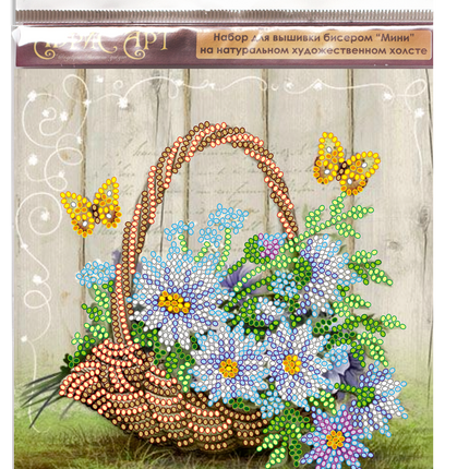 DIY Bead Embroidery Kit "Summer bouquet"  5.9"x5.9" / 15.0x15.0 cm
