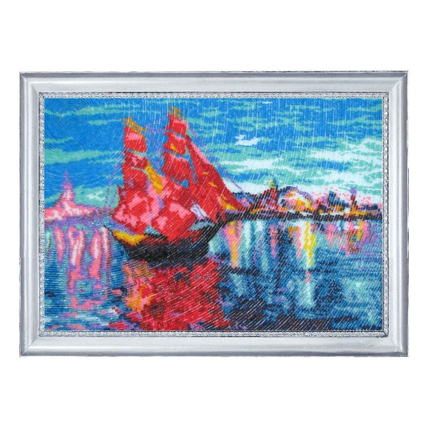 Bead DIY Embroidery Kit "Scarlet Sails" 9.4"x13.8"/ 24.0x35.0 cm