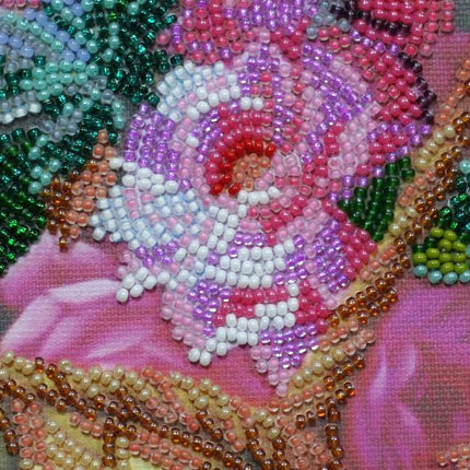 DIY Bead Embroidery Kit "Pink tenderness" 11.8"x8.7" / 30.0x22.0 cm
