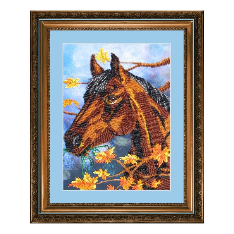 DIY Bead Embroidery Kit "In the Autumn Wood" 12.2"x9.1" / 31.0x23.0 cm