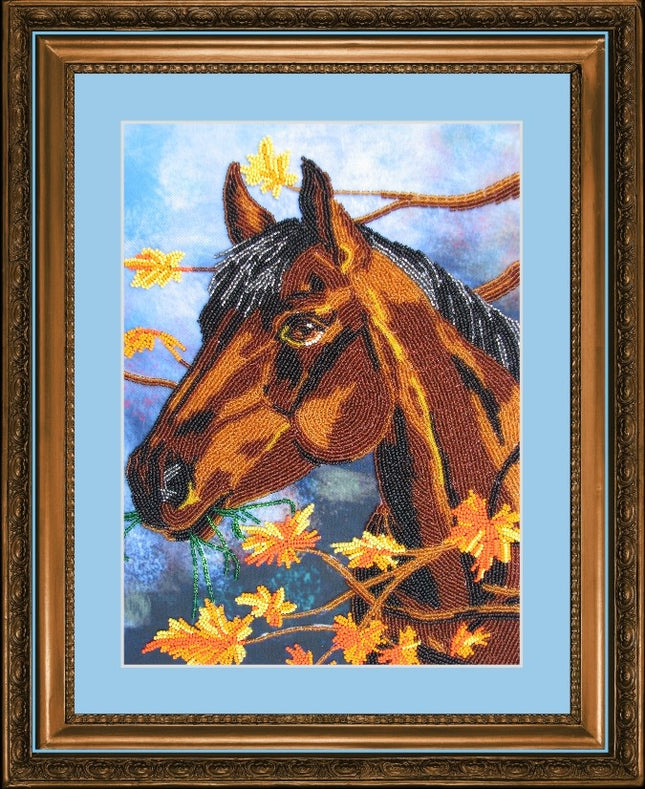 DIY Bead Embroidery Kit "In the Autumn Wood" 12.2"x9.1" / 31.0x23.0 cm