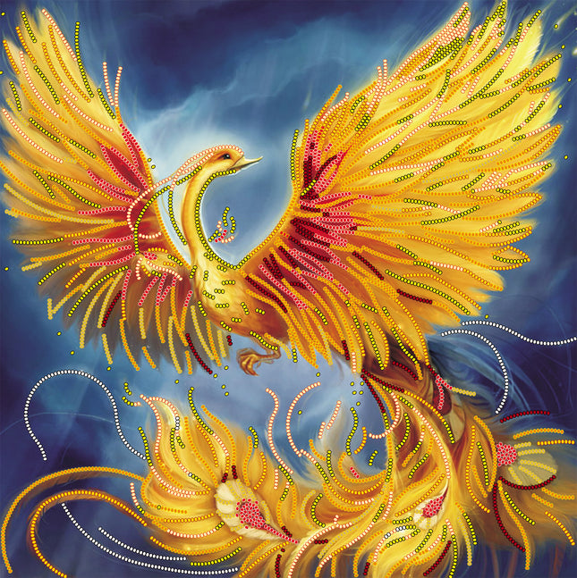 Canvas for bead embroidery "The Firebird" 11.8"x11.8" / 30.0x30.0 cm