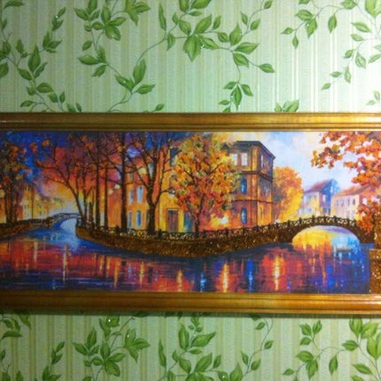 DIY Bead Embroidery Kit "Gold reflections" 31.5"x11.8" / 80.0x30.0 cm