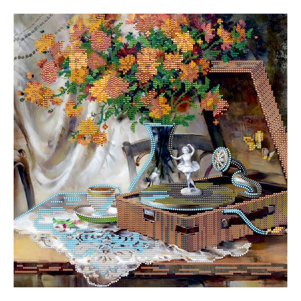 Canvas for bead embroidery "Autumn melody" 11.8"x11.8" / 30.0x30.0 cm