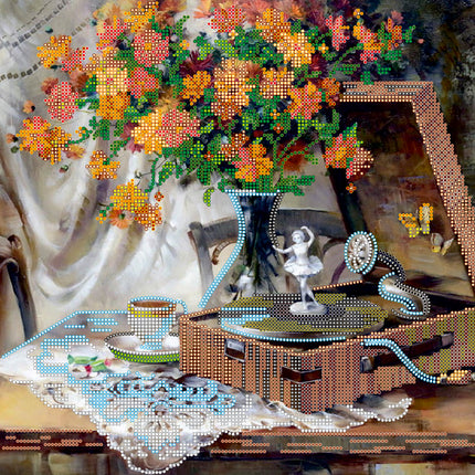 Canvas for bead embroidery "Autumn melody" 11.8"x11.8" / 30.0x30.0 cm