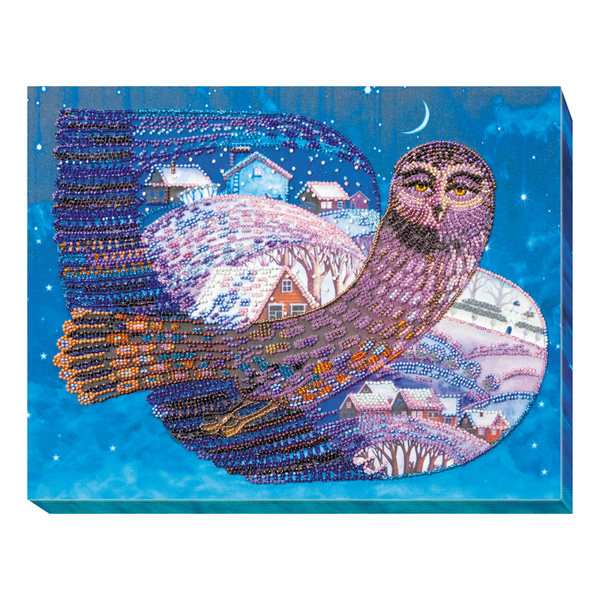 DIY Bead Embroidery Kit "On the wings of the night" 13.4"x10.2" / 34.0x26.0 cm